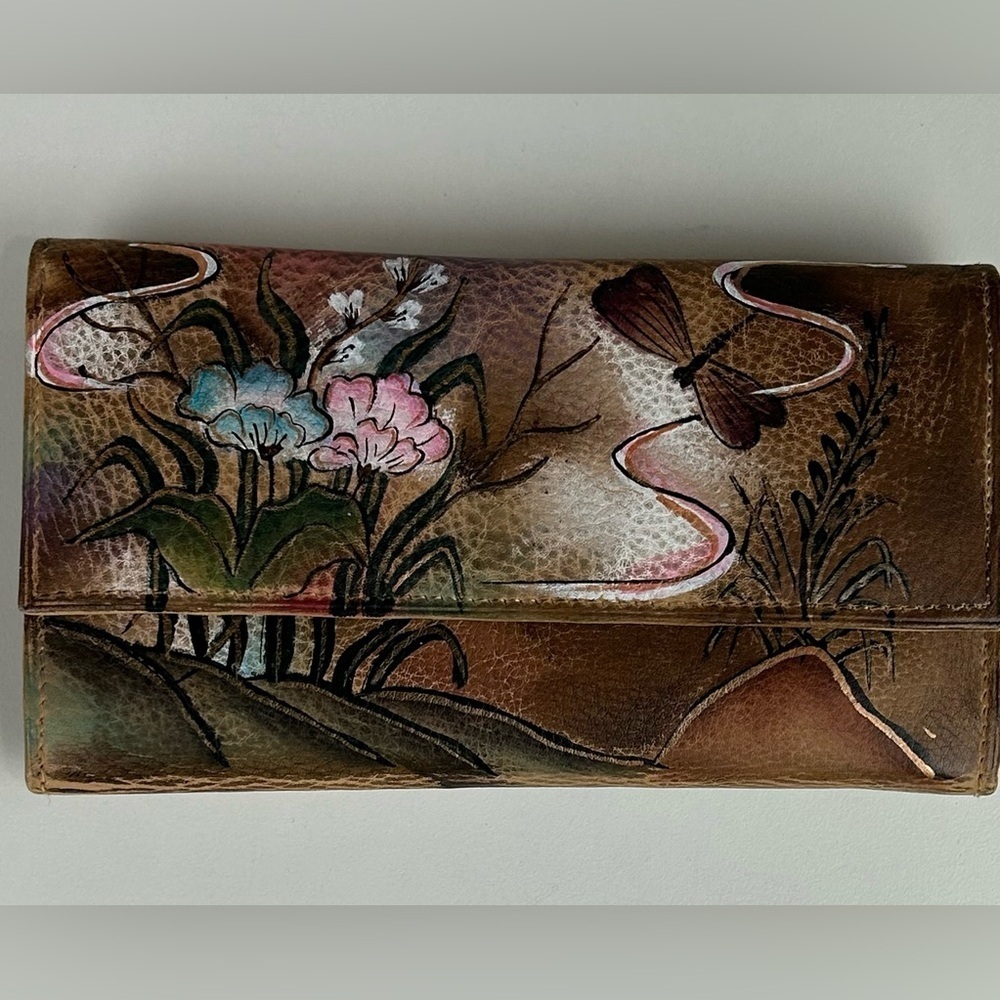 VINTAGE BRIT ROSEN HAND PAINTED LEATHER WALLET SIGNED